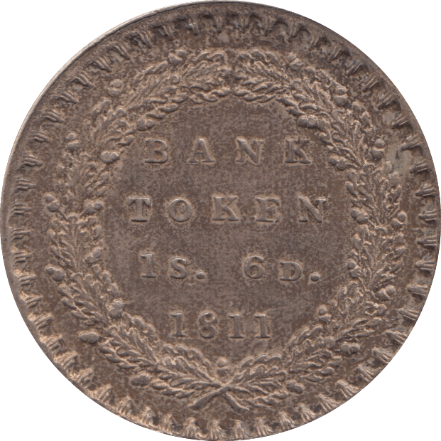 1811 SILVER BANK TOKEN ONE SHILLING AND SIXPENCE ( EF )