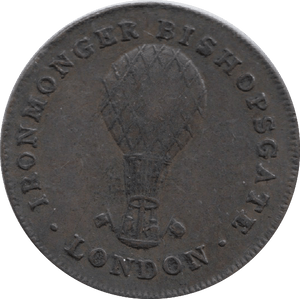 1790 FARTHING TOKEN BISHOPSGATE IRONMONGER LONDON