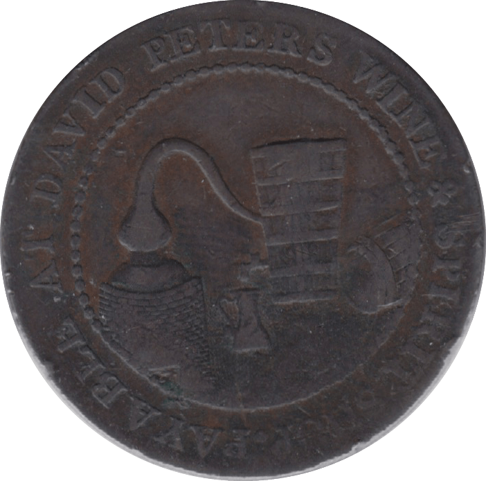 1797 HALFPENNY TOKEN PERTHSHIRE PERTH ARMS STILL AND CASK DH10 ( REF 238 )