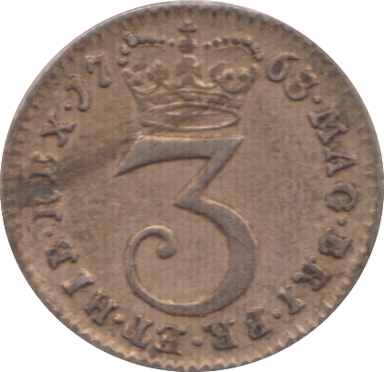 1763 MAUNDY THREEPENCE ( GVF )