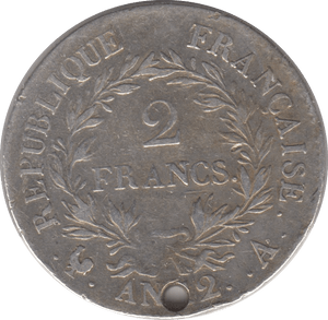 1803 SILVER 2 FRANCS FRANCE ( HOLED )