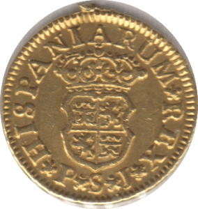 1743 GOLD 1/2 ESCUDOS SPAIN ( EX JEWELLERY )