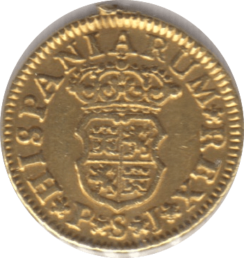 1743 GOLD 1/2 ESCUDOS SPAIN ( EX JEWELLERY )