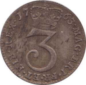 1763 MAUNDY THREEPENCE ( GVF )