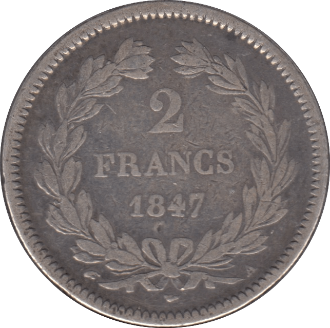 1847 SILVER 2 FRANCS FRANCE - SILVER WORLD COINS - Cambridgeshire Coins