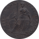 1795 HALFPENNY TOKEN MIDDLESEX KING LORDS COMMONS FEMALE WITH SWORD AND SHIELD DH295 ( REF 113 )