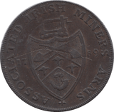 1789 HALFPENNY TOKEN WICKLOW BISHOP CRONBANE MINERS ARMS DH46B ( REF 199 )