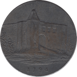 1794 HALFPENNY TOKEN ESSEX COLCHESTER CASTLE LOOM CHAS HEATH DH10 ( VF ) ( REF 208 )