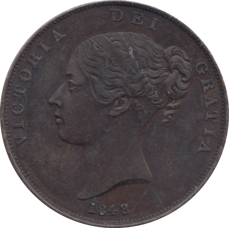1848 PENNY ( AUNC ) 1 8 OVER 7 - Penny - Cambridgeshire Coins