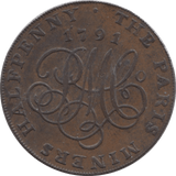 1791 HALFPENNY TOKEN ANGELSEY PARIS MINING CO PMC CYPHER DRUID DH436 ( REF 164 )