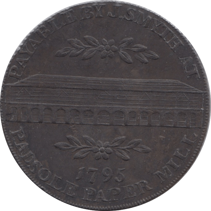 1795 HALFPENNY TOKEN MAIDSTONE ARMS PADSOLE PAPER MILLS ENGRAILLED DH27 ( VF ) ( REF 72 )