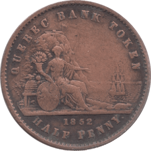1852 QUEBEC HALFPENNY - Token - Cambridgeshire Coins