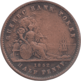 1852 QUEBEC HALFPENNY - Token - Cambridgeshire Coins