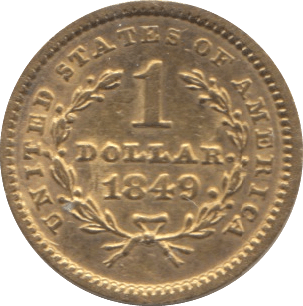 1849 GOLD ONE DOLLAR USA - Gold World Coins - Cambridgeshire Coins