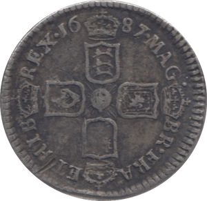 1687 SIXPENCE ( VF )