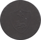 1792 HALFPENNY TOKEN LANCASHIRE SHIELD OF ARMS JOHN O GAUNT DH29E ( REF 81 )