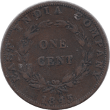 1845 EAST INDIA COMPANY ONE CENT - WORLD COINS - Cambridgeshire Coins