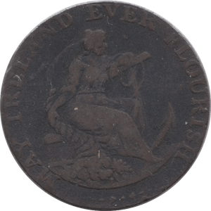 1794 HALFPENNY TOKEN DUBLIN FEMALE WITH ANCHOR STOVE PARKERS DH351 ( REF 195 )