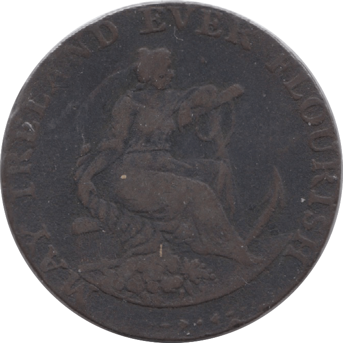 1794 HALFPENNY TOKEN DUBLIN FEMALE WITH ANCHOR STOVE PARKERS DH351 ( REF 195 )