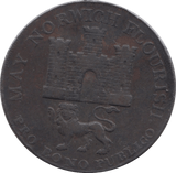 1792 HALFPENNY TOKEN NORFOLK ARMS OF NORWICH CASTLE OVER LION DH14 ( REF 86 )