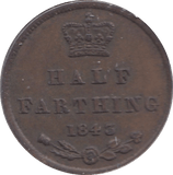 1843 HALF FARTHING ( EF ) 10 - Half Farthing - Cambridgeshire Coins