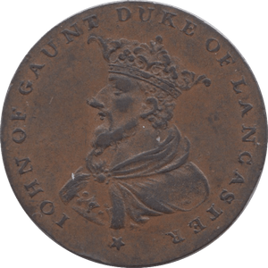 1792 HALFPENNY TOKEN LANCASTER ARMS JOHN OF GAUNT SHIELD OF ARMS DH29G ( S ) ( REF 68 )