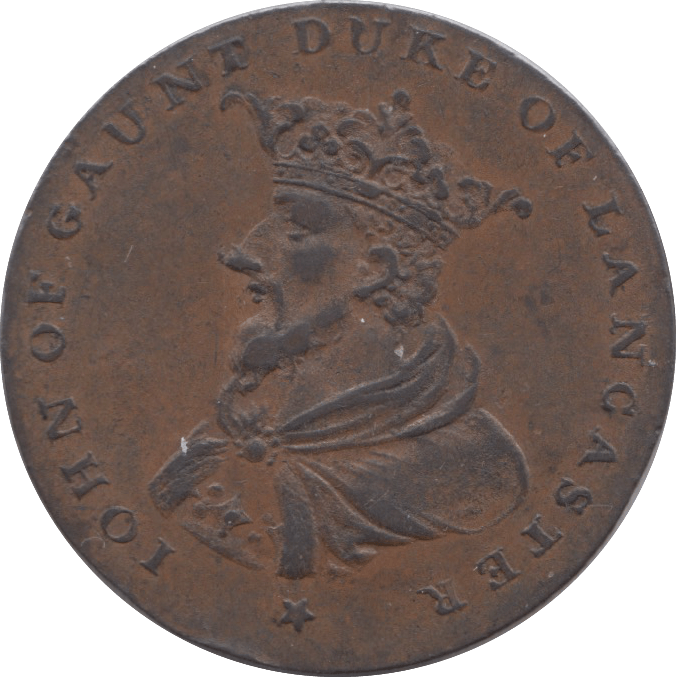 1792 HALFPENNY TOKEN LANCASTER ARMS JOHN OF GAUNT SHIELD OF ARMS DH29G ( S ) ( REF 68 )