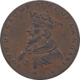 1792 HALFPENNY TOKEN LANCASTER ARMS JOHN OF GAUNT SHIELD OF ARMS DH29G ( S ) ( REF 68 )