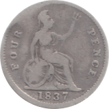 1837 FOURPENCE ( FAIR ) - Fourpence - Cambridgeshire Coins