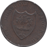 1791 HALFPENNY TOKEN LANARKSHIRE RIVER GOD ARMS OF GLASGOW DH2 ( REF 233 )