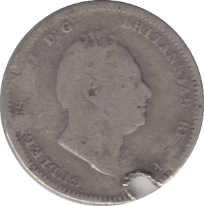 1832 SILVER THREEPENCE ( FAIR ) HOLED - Threepence - Cambridgeshire Coins