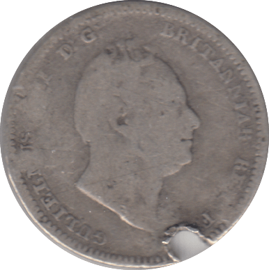 1832 SILVER THREEPENCE ( FAIR ) HOLED - Threepence - Cambridgeshire Coins