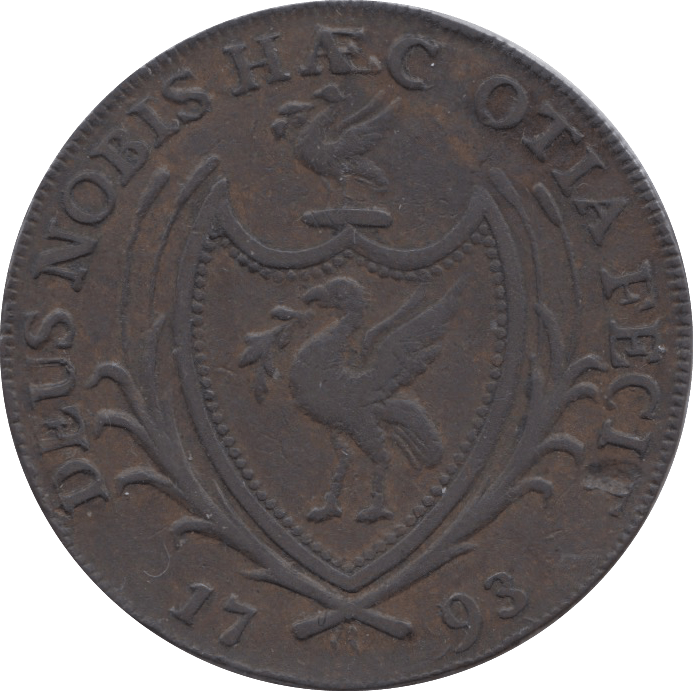 1793 HALFPENNY TOKEN LANCASHIRE SHIELD OF ARMS SHIELD OF ARMS DH60 ( REF 82 )