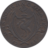 1793 HALFPENNY TOKEN LANCASHIRE SHIELD OF ARMS SHIELD OF ARMS DH60 ( REF 82 )