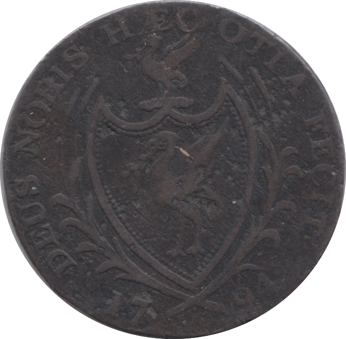 1794 HALFPENNY TOKEN LANCASHIRE ARMS SHIPS SAILING LIVERPOOL DH108D ( REF 74 )