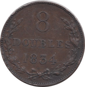1834 8 DOUBLES GUERNSEY - WORLD COINS - Cambridgeshire Coins