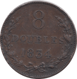 1834 8 DOUBLES GUERNSEY - WORLD COINS - Cambridgeshire Coins