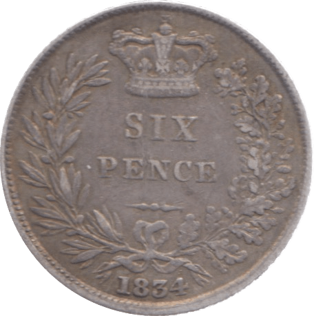1834 SIXPENCE ( VF ) 8 - Sixpence - Cambridgeshire Coins