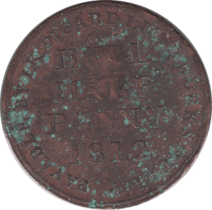 1812 HALF PENNY TOKEN HULL