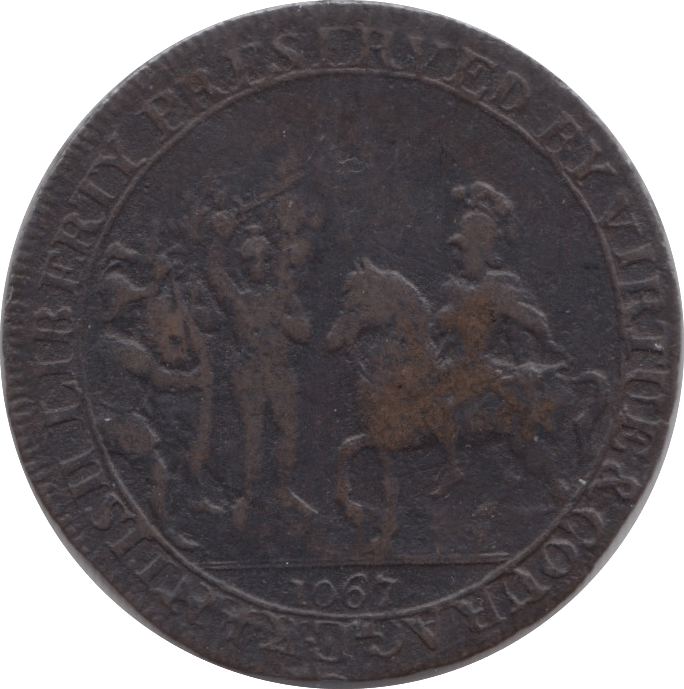 1795 HALFPENNY TOKEN KENT REAR OF SHIP DH14RR ( REF 78 )
