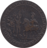 1795 HALFPENNY TOKEN KENT REAR OF SHIP DH14RR ( REF 78 )