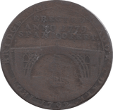 1792 HALFPENNY TOKEN SHROPSHIRE NEW IRON TRADE MAN AT MACHINE IRON BRIDGE DH11 RR ( REF 156 )