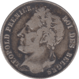 1838 1/2 FRANC BELGIUM - SILVER WORLD COINS - Cambridgeshire Coins