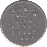 1805 SILVER 5 PENCE BANK TOKEN IRELAND