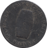 1795 HALFPENNY TOKEN MONMOUTH J.POWELL WINE MERCHANT BANDY CASK DH3 ( REF 117 )