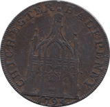 1794 HALFPENNY TOKEN SUSSEX CIRCHESTER ELIZABETH I DH15 ( REF 142 )