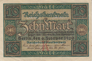 10 REICHSMARK GERMAN BANKNOTE REF 212