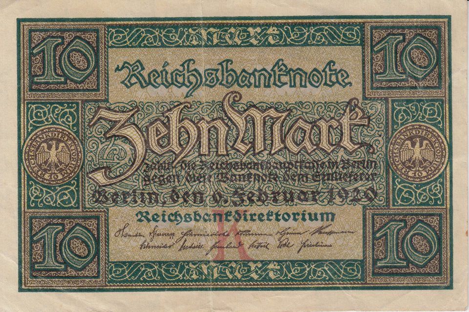 10 REICHSMARK GERMAN BANKNOTE REF 212
