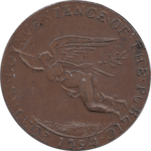 1794 HALFPENNY TOKEN CORK FAME AND TRUMPET JE AND CO CYPHER DH1 ( VF ) ( REF 189 )