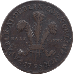 1795 HALFPENNY TOKEN MULE CORK HS CYPHER PAYABLE AT DUBLIN PLAIN DH324 ( REF 190 )